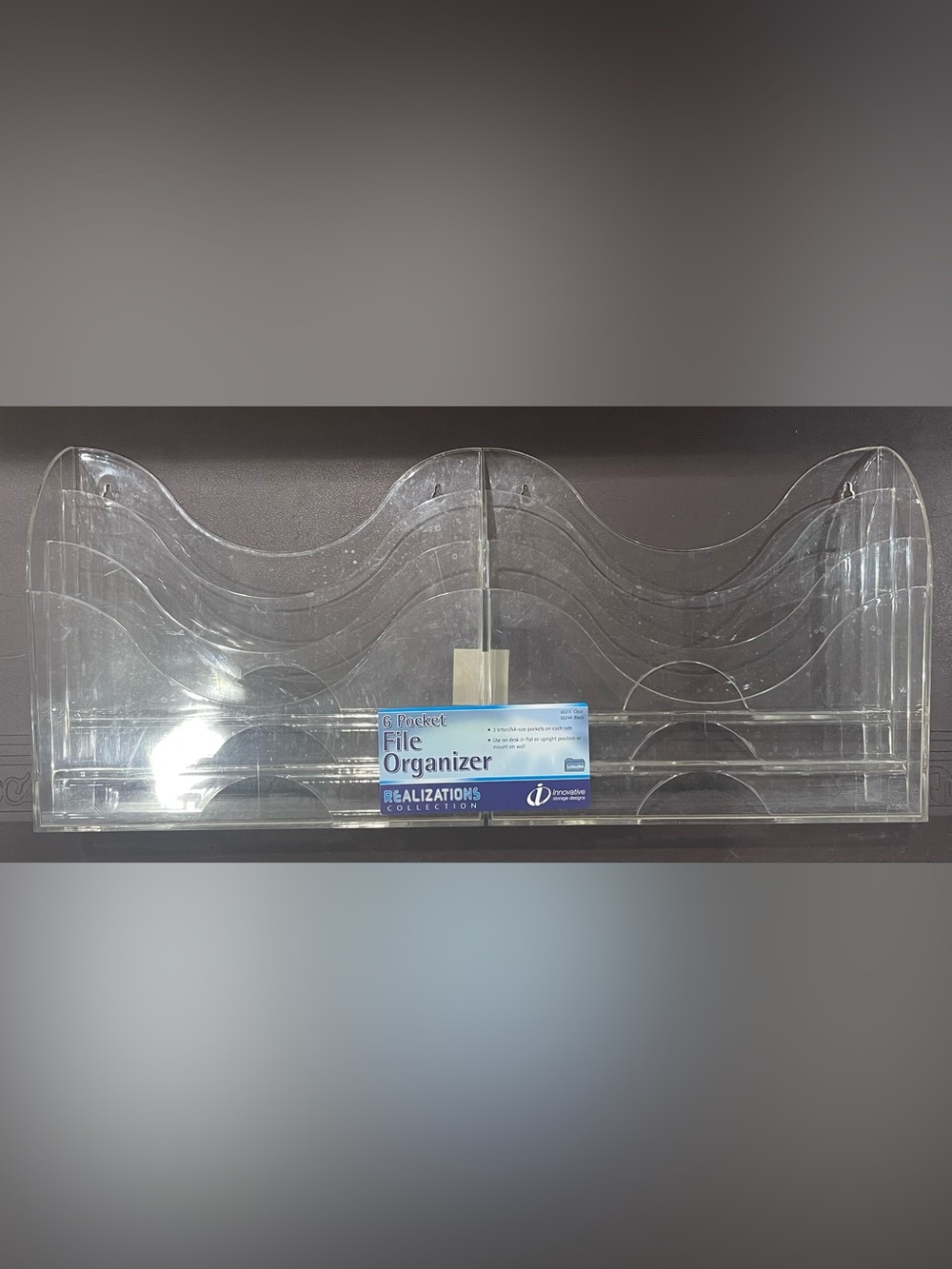 Clear 6-Section Wall-Mounted or on desk File Organizer Acrylic